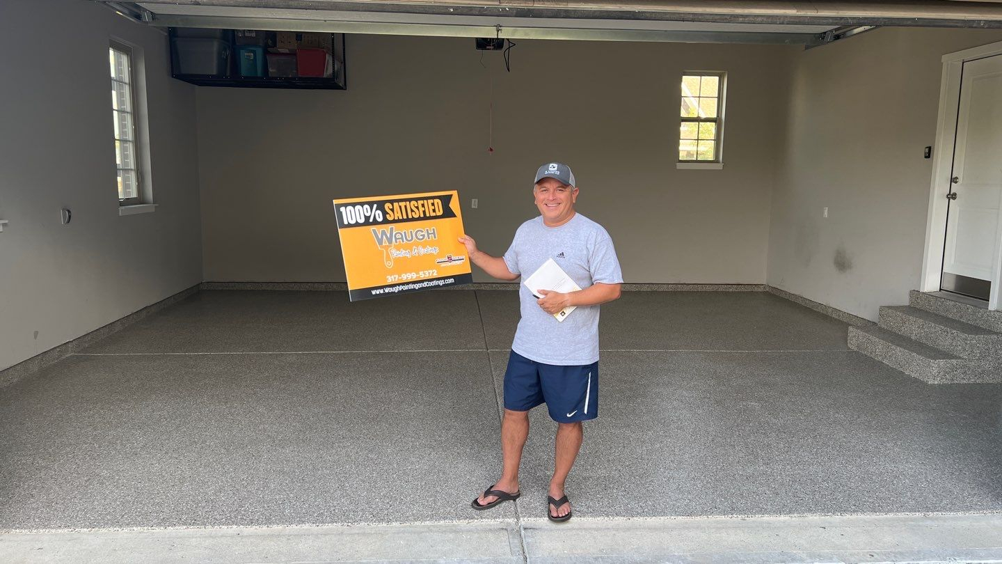 2 Car Garage and Front Porch Flooring in Westfield, IN